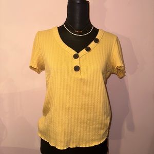 American Eagle Yellow Button Top